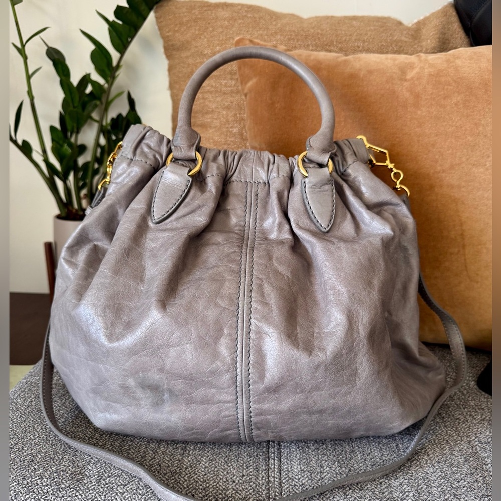 Miu Miu Frame Vitello Lux Leather Bag in Astro Gray Color